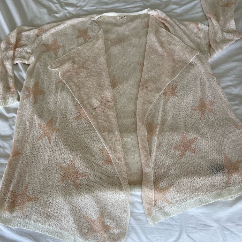 L Tan Star Sweater